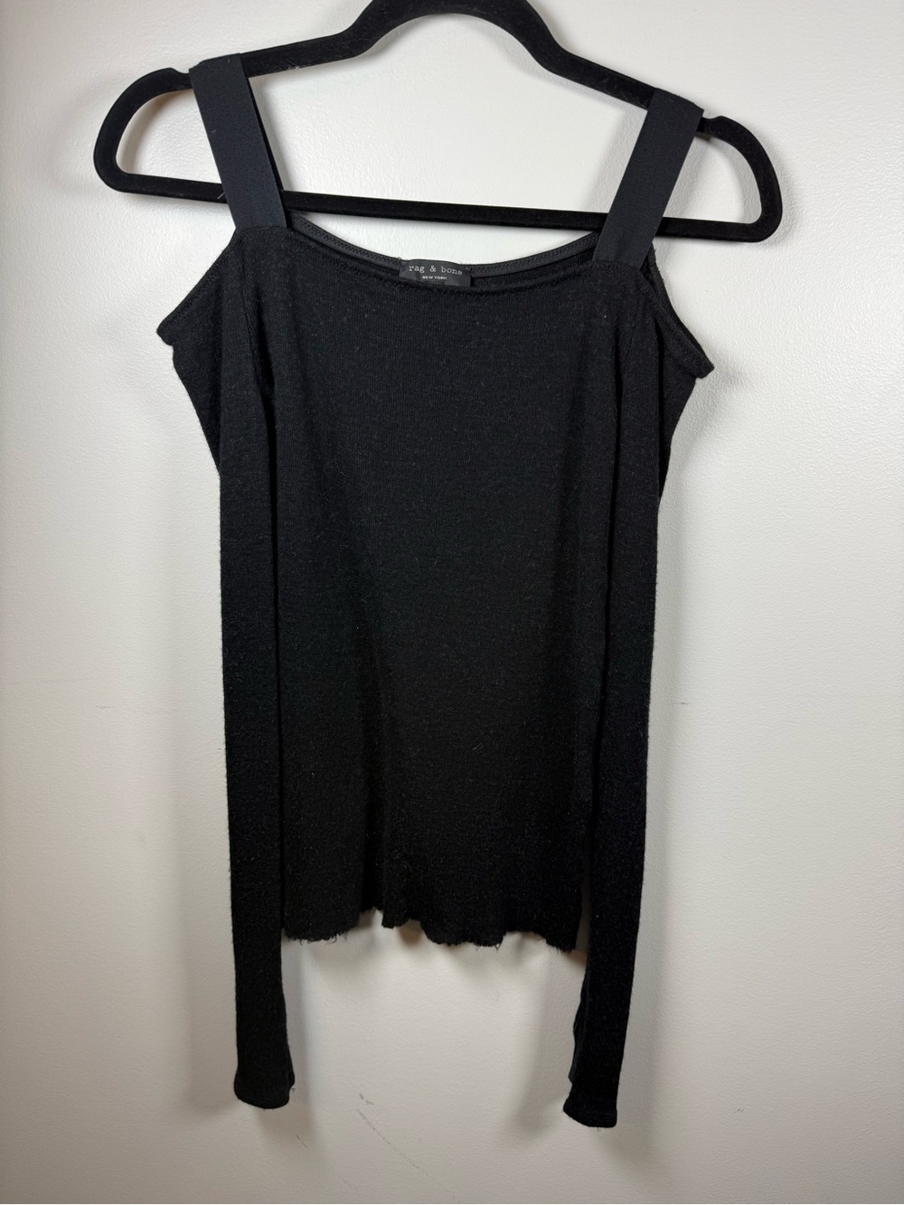 RAG & BONE | Cold-Shoulder Ribbed Knit Long-Sleeve Top Size S